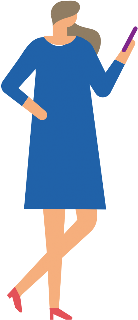 Woman standing with a mobile device